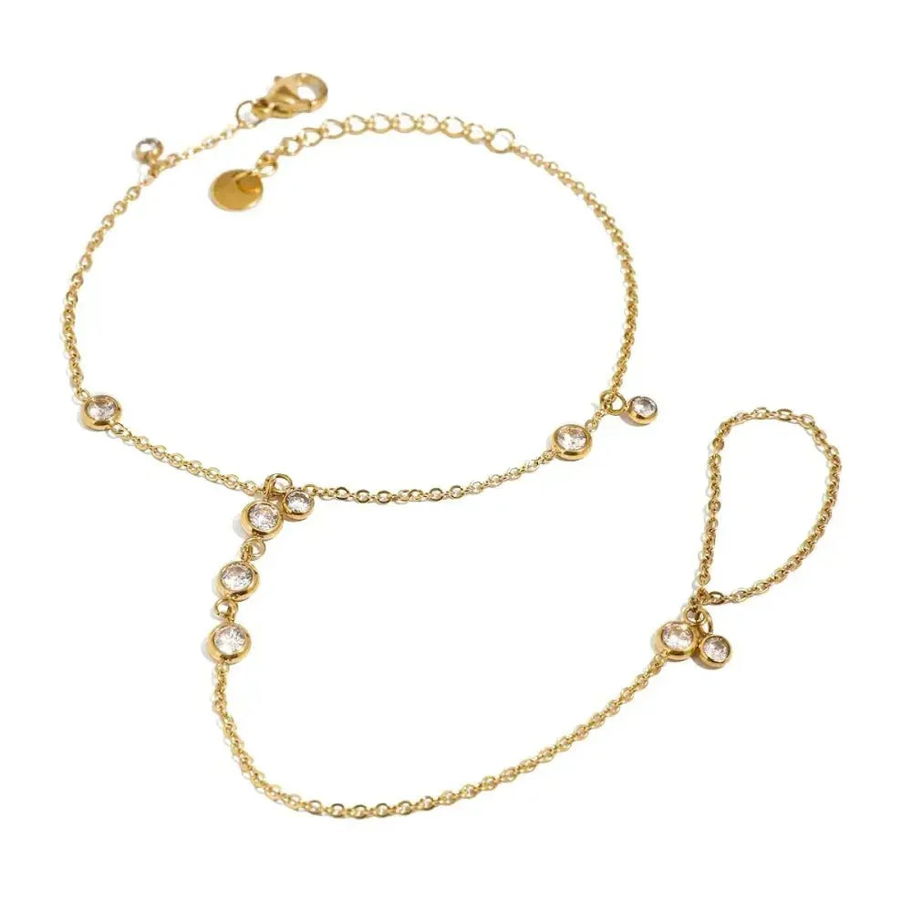 18K Gold - Plated Inlaid Rhinestone Chain Bracelet - Update AvenueBraceletsTrendsi10050012975136110050012975136118K Gold - Plated Inlaid Rhinestone Chain BraceletGold