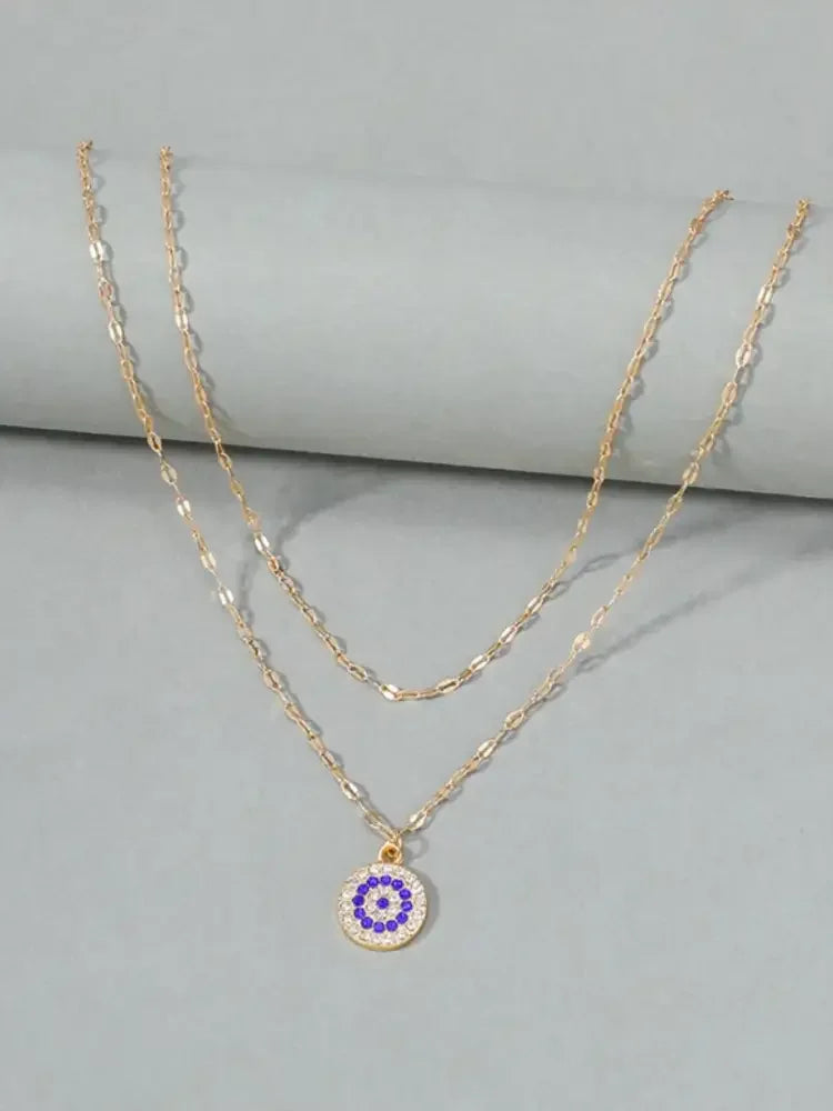 18K Gold-Plated Inlaid Zircon Layered Necklace