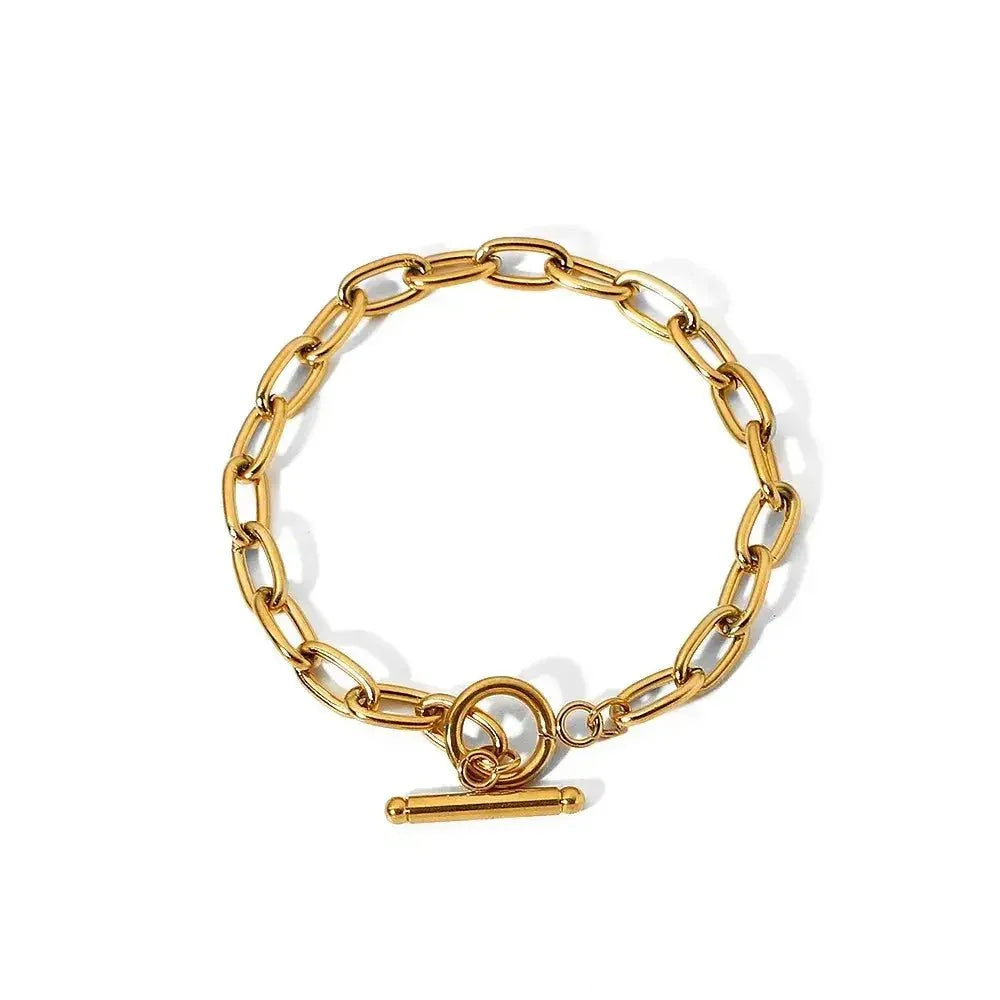 18K Gold - Plated Stainless Steel Toggle Chain Bracelet - Update AvenueBraceletsTrendsi10050005403152110050005403152118K Gold - Plated Stainless Steel Toggle Chain BraceletGold
