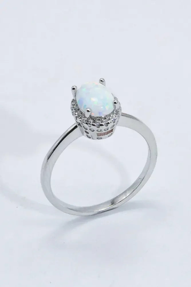 925 Sterling Silver 4-Prong Opal Ring