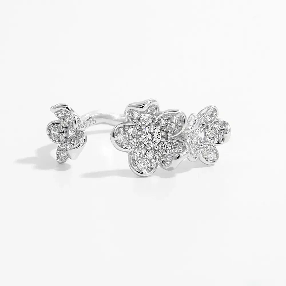 925 Sterling Silver Inlaid Zircon Open Ring