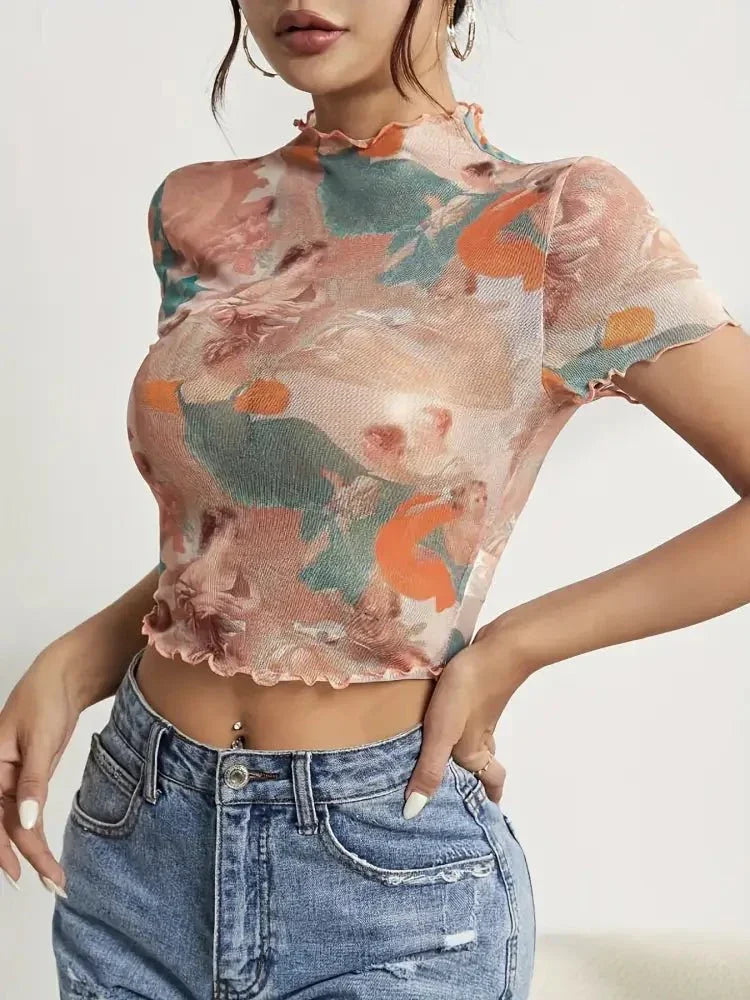 Abstract Print Ruffled Mock Neck Crop T-Shirt - Update AvenueT-ShirtsTrendsi100100347941725100100347941725a818ebe3 - 1ad1 - 4920 - 9299 - e6b0b898a994 - Max - OriginBurnt Coral