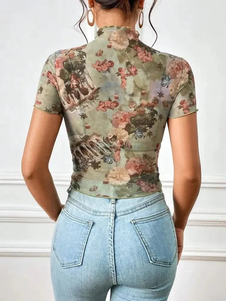 Abstract Print Ruffled Mock Neck Crop T-Shirt - Update AvenueT-ShirtsTrendsi100100347947114100100347947114590ea2b5 - 508c - 4022 - bf43 - 7be158b326ee - Max - OriginSage