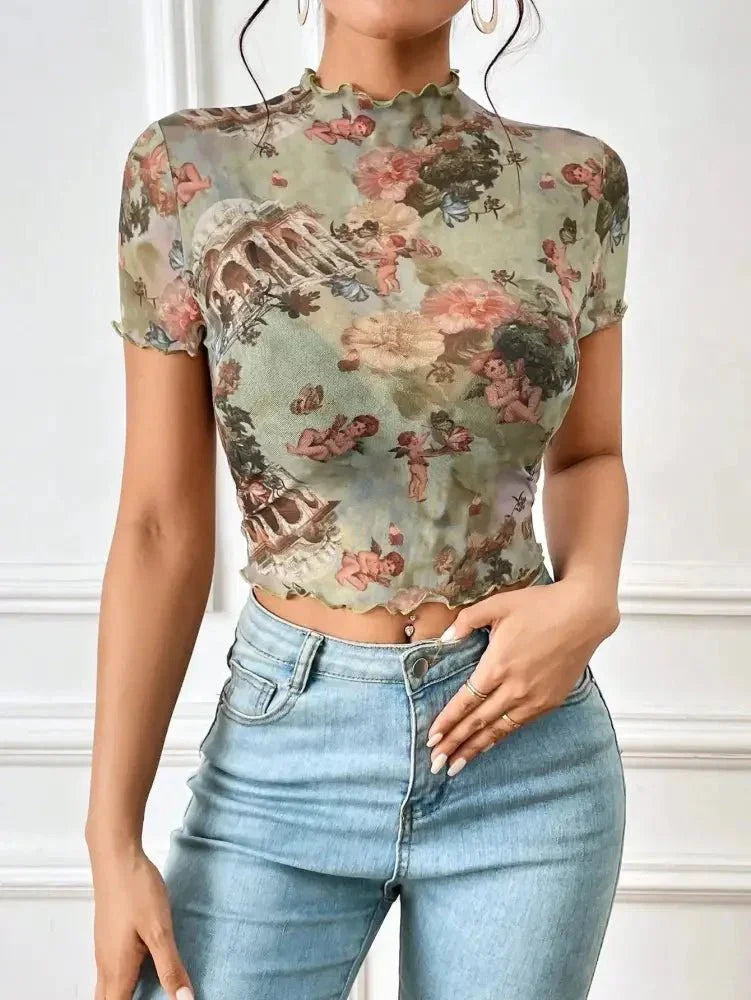 Abstract Print Ruffled Mock Neck Crop T-Shirt - Update AvenueT-ShirtsTrendsi100100347947114100100347947114674db109 - a0ab - 4570 - ac17 - 0db9879e54ab - Max - OriginSage