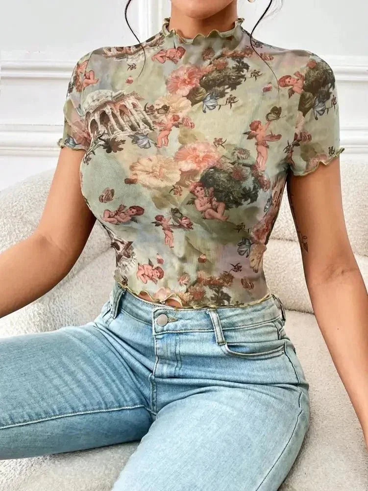 Abstract Print Ruffled Mock Neck Crop T-Shirt - Update AvenueT-ShirtsTrendsi1001003479471141001003479471142fca24cc - 6a16 - 4d60 - ac51 - b70d3fab0acd - Max - OriginSage