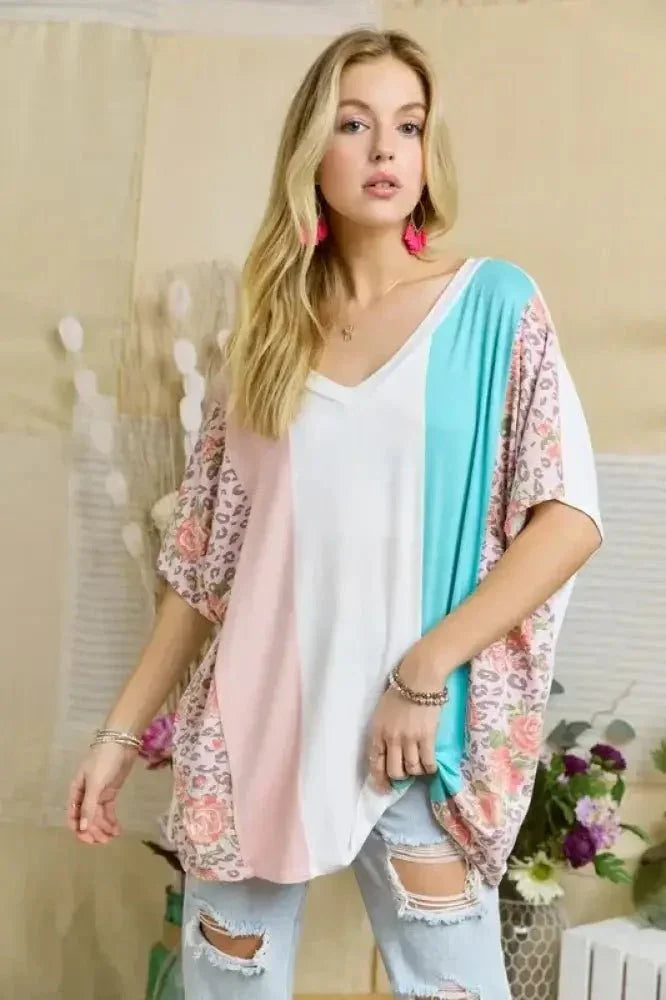 ADORA Colorblock Casual Knit Tunic Top - Update AvenueT-ShirtsTrendsi1001006811813011001006811813011b54287ee6d14065a8ba23e8b95c9169 - Max - OriginPINK LEOPARD