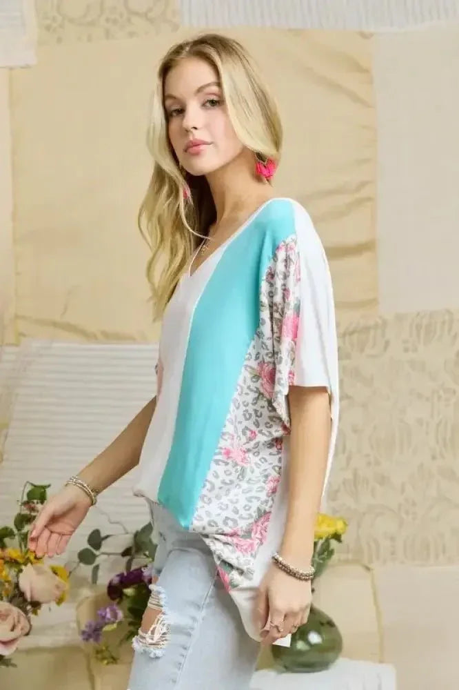 ADORA Colorblock Casual Knit Tunic Top - Update AvenueT-ShirtsTrendsi1001006811813011001006811813017bc6927ded09403fb557b138818f0ece - Max - OriginPINK LEOPARD