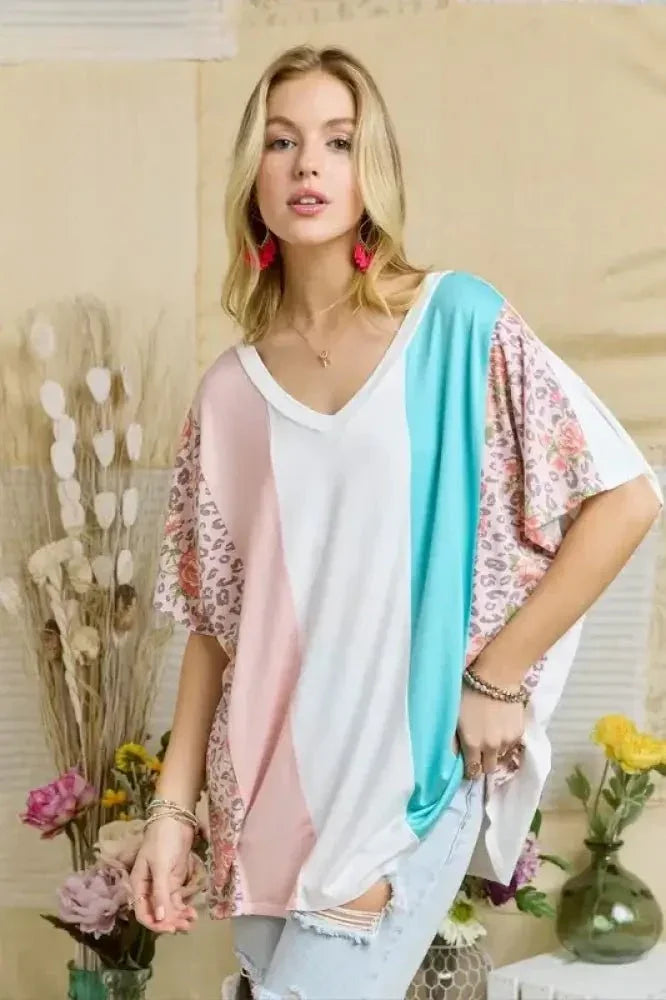 ADORA Colorblock Casual Knit Tunic Top - Update AvenueT-ShirtsTrendsi10010068118130110010068118130139e044af4124433e9f34cde822a1ec47 - Max - OriginPINK LEOPARD