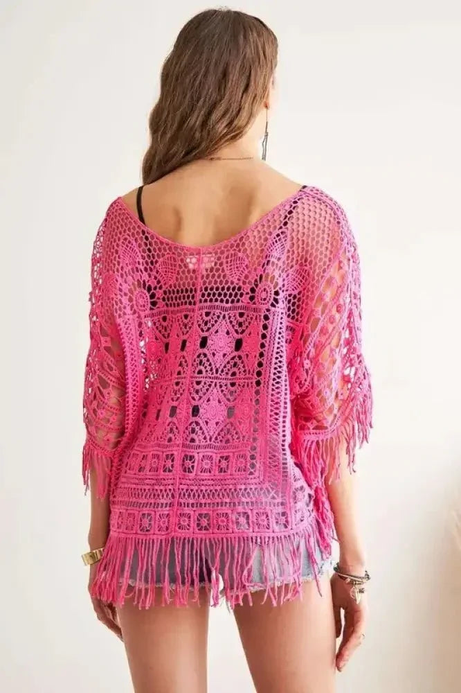 ADORA Fringe Hem Crochet Top - Update AvenueBoho VibesTrendsi100100989091322100100989091322b399de7f23334cff81bcdaa0fb46cbd9 - Max - OriginHOT PINK