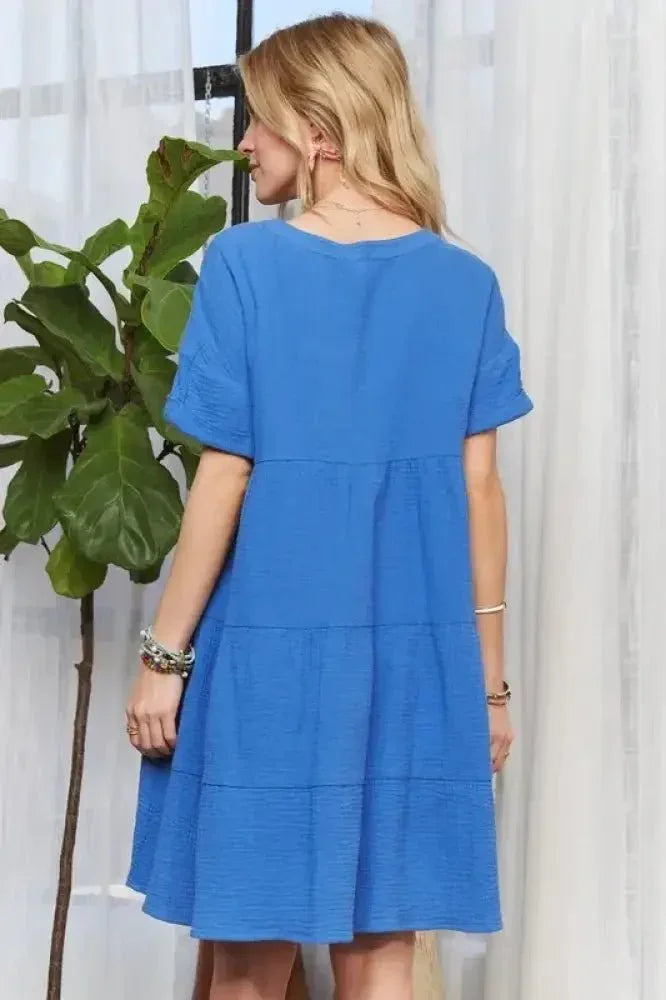 ADORA Tiered Notched Short Sleeve Dress - Update AvenueVacation StyleTrendsi100100144341969100100144341969ca5993b0 - 90fd - 4711 - a0c9 - 1f461de78575 - MaxBlue