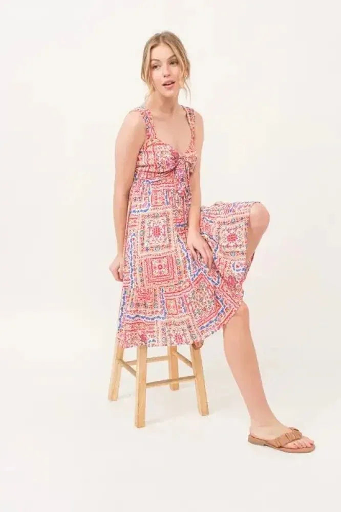 And The Why Tied Front Smocked Back Tiered Boho Printed Dress - Update AvenueEffortless Elegance: DressesTrendsi10010081408184510010081408184580c2a730b5014dbeb08176e4bd0ff75a - Max - OriginRed Multi