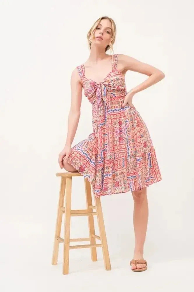And The Why Tied Front Smocked Back Tiered Boho Printed Dress - Update AvenueEffortless Elegance: DressesTrendsi100100814081845100100814081845f302b52447214531aa7e5798900af716 - Max - OriginRed Multi