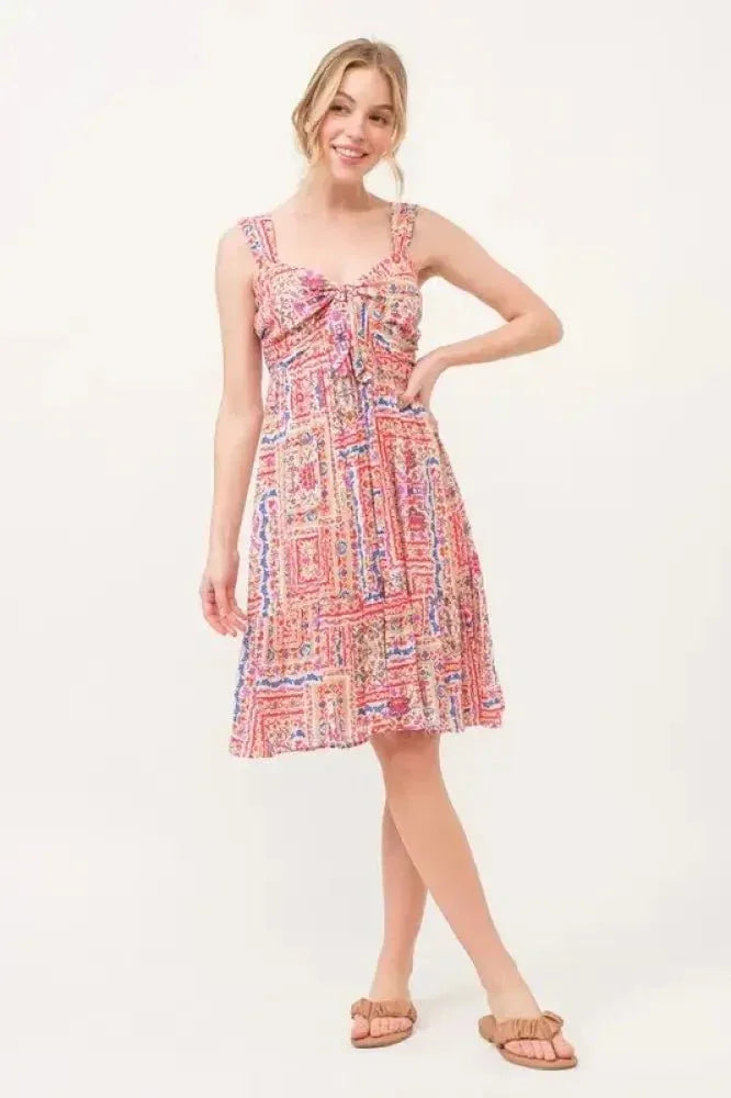 And The Why Tied Front Smocked Back Tiered Boho Printed Dress - Update AvenueEffortless Elegance: DressesTrendsi100100814081845100100814081845ed14c12aa2094336a3ea687a21b5c15b - Max - OriginRed Multi