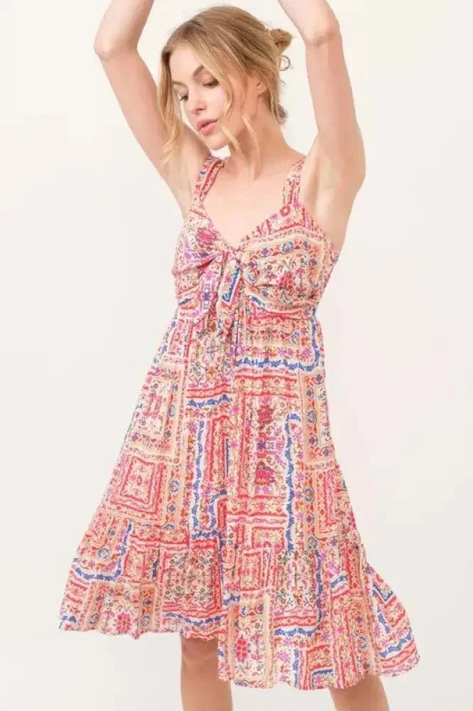 And The Why Tied Front Smocked Back Tiered Boho Printed Dress - Update AvenueEffortless Elegance: DressesTrendsi100100814081845100100814081845db0c64b0b81b4efa8213220ff90d5749 - Max - OriginRed Multi