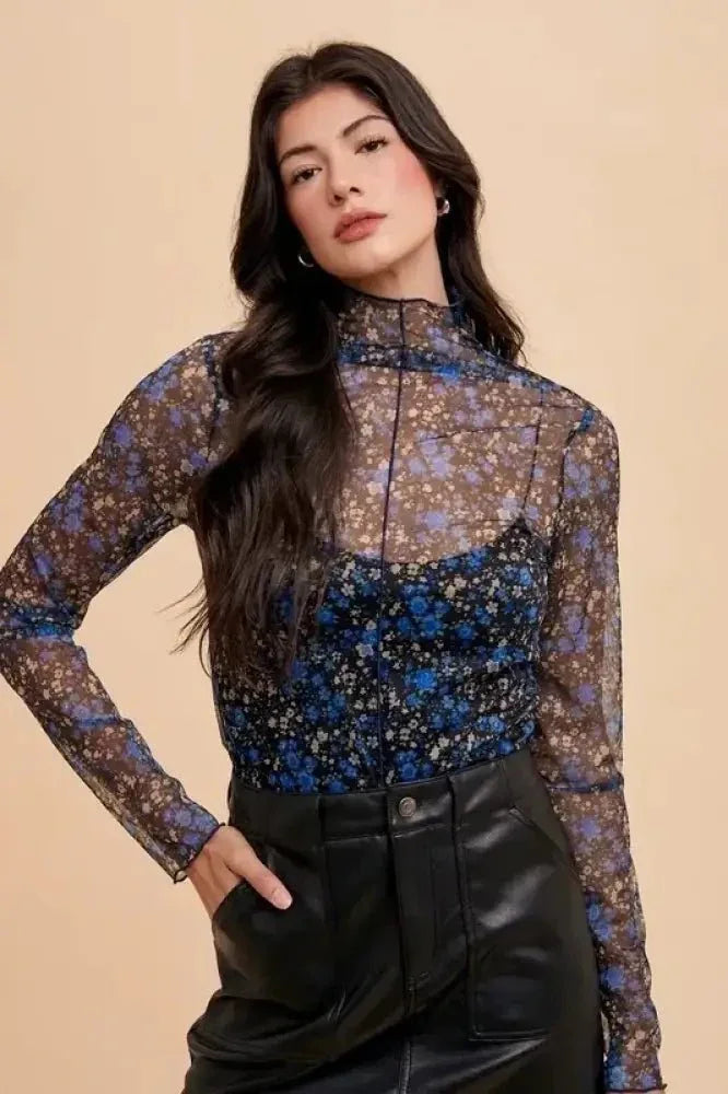 Annie Wear Floral Lettuce Hem Sheer Mesh Top - Update AvenueTrendsi1001004984612191001004984612197a9f9b2d - d1ca - 4c21 - 89a2 - 4c2447220548 - MaxBlack/Blue