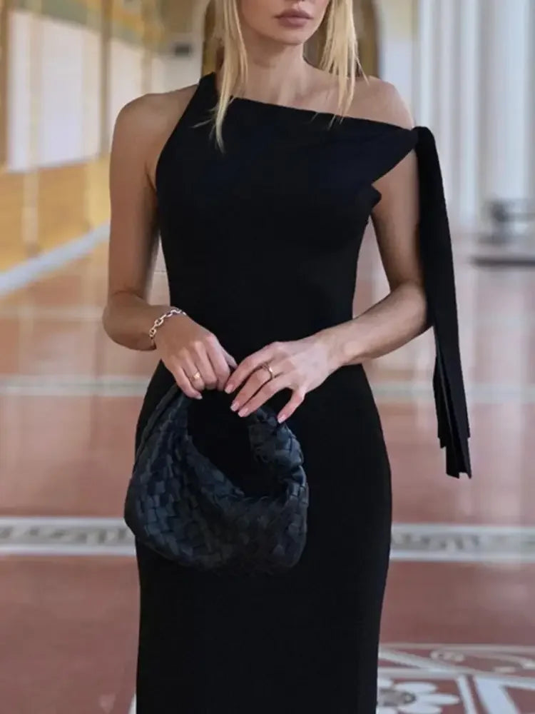 Asymmetrical Tied Sleeveless Maxi Dress