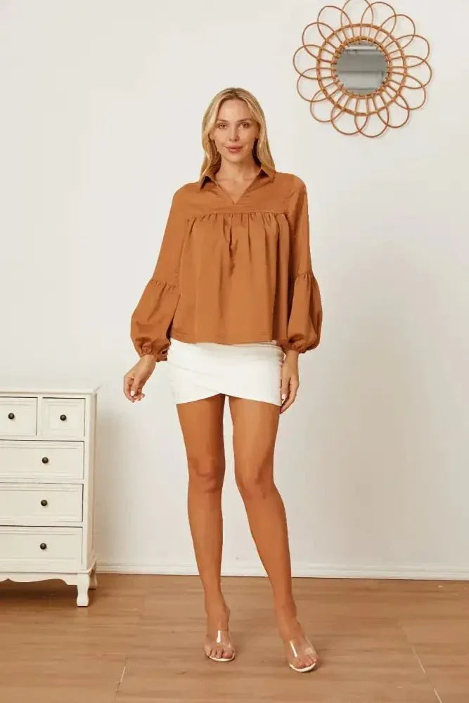 Balloon Sleeve Collared Neck Blouse - Update AvenueTrendsi10010145389042110010145389042191ddc8a9 - 10f9 - 4988 - b57e - 893065d89b48 - MaxKhaki