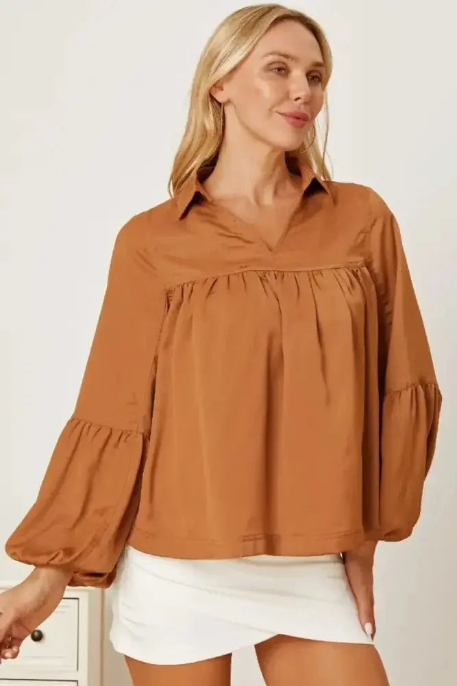 Balloon Sleeve Collared Neck Blouse - Update AvenueTrendsi1001014538904211001014538904211128e058 - 768e - 41bb - 94a3 - aed4cd86dd22 - MaxKhaki
