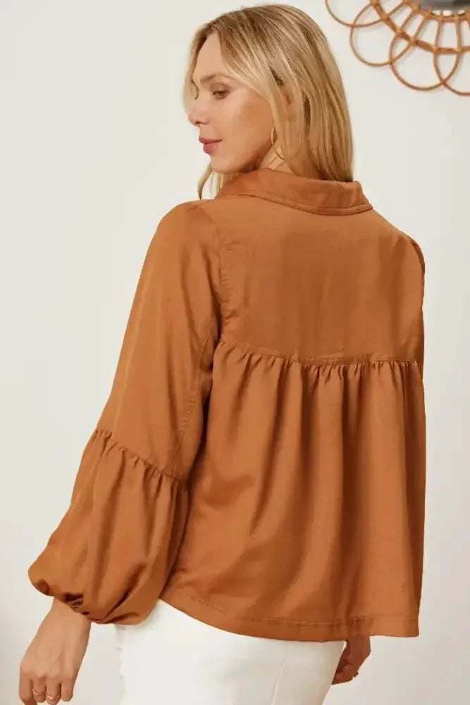 Balloon Sleeve Collared Neck Blouse - Update AvenueTrendsi100101453890421100101453890421de7a60cc - 2200 - 422c - a5e8 - cad693e82248 - MaxKhaki