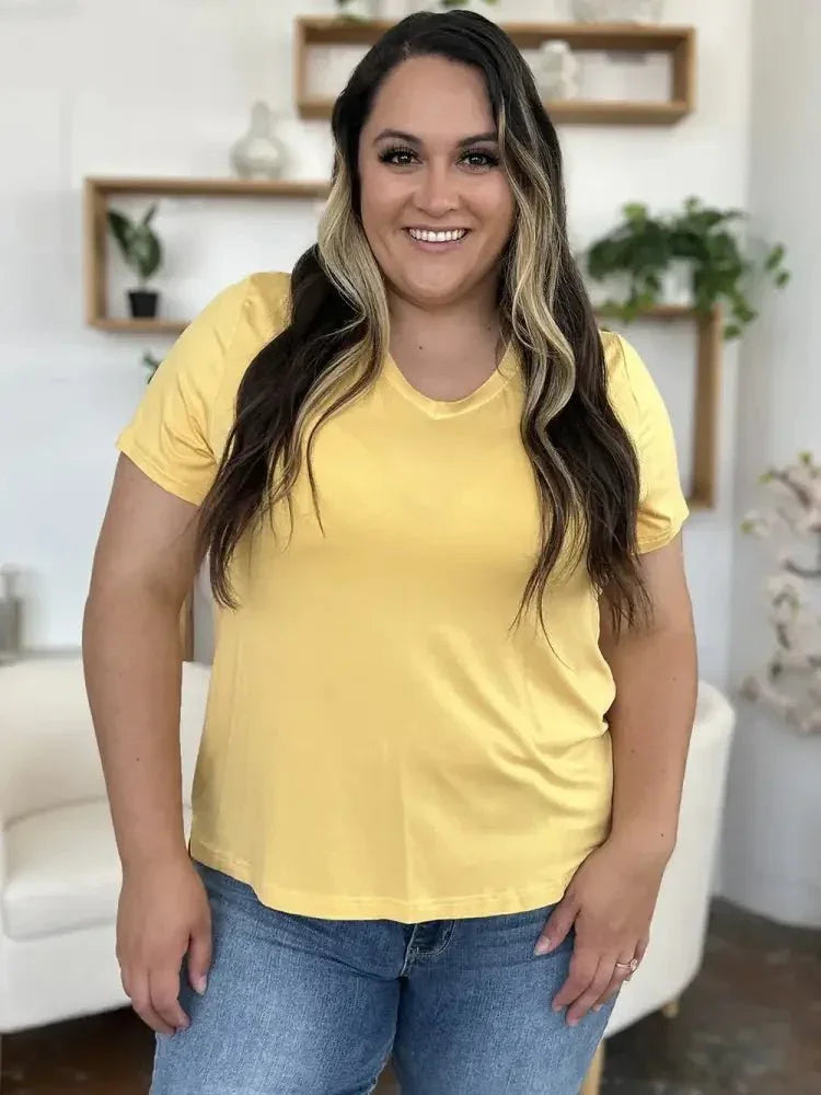 Basic Bae Bamboo Full Size V - Neck High - Low T-Shirt - Update AvenueT-ShirtsTrendsi100100251271913100100251271913d908e875 - 1a2a - 41f0 - 9b34 - ce0316d25152 - MaxYellow