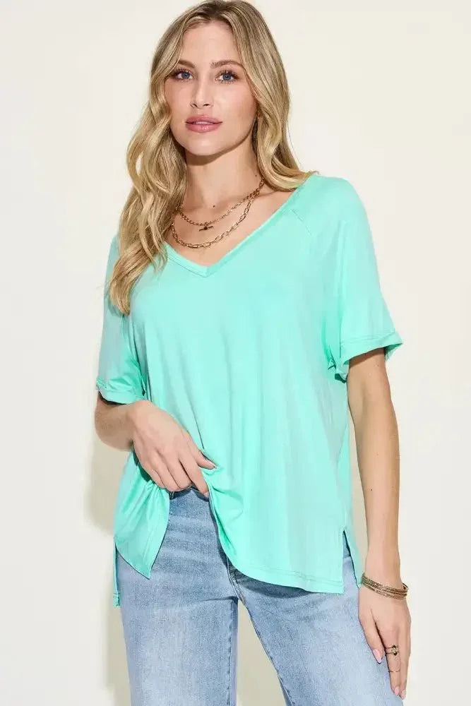 Basic Bae Full Size Bamboo Slit V - Neck Short Sleeve T-Shirt - Update AvenueT-ShirtsTrendsi1001007350118421001007350118426cd6f2df - 7cfb - 432f - 9ffc - 5ff317f15007 - MaxAqua