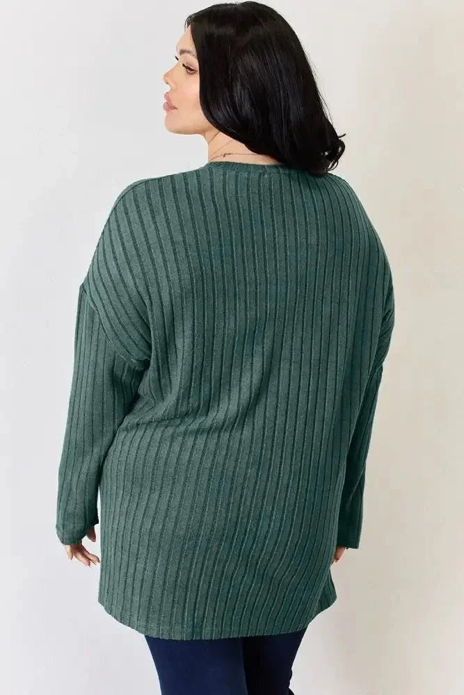 Basic Bae Full Size Ribbed Half Button Long Sleeve High - Low T-Shirt - Update AvenueT-ShirtsTrendsi100101401231849100101401231849b15ffcc6 - 645c - 4891 - 8e20 - 804ac3e6d88a - MaxArmy Green