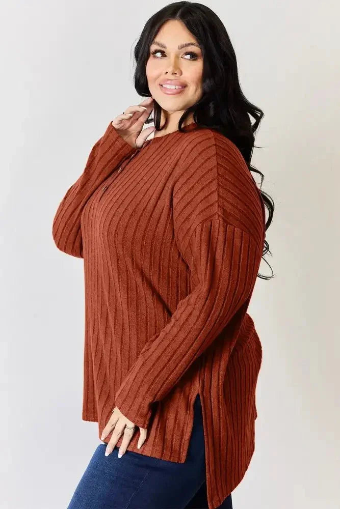 Basic Bae Full Size Ribbed Half Button Long Sleeve High - Low T-Shirt - Update AvenueT-ShirtsTrendsi100101401232405100101401232405df510c66 - b507 - 4b4c - 9c82 - 65bb68d27373 - MaxRust