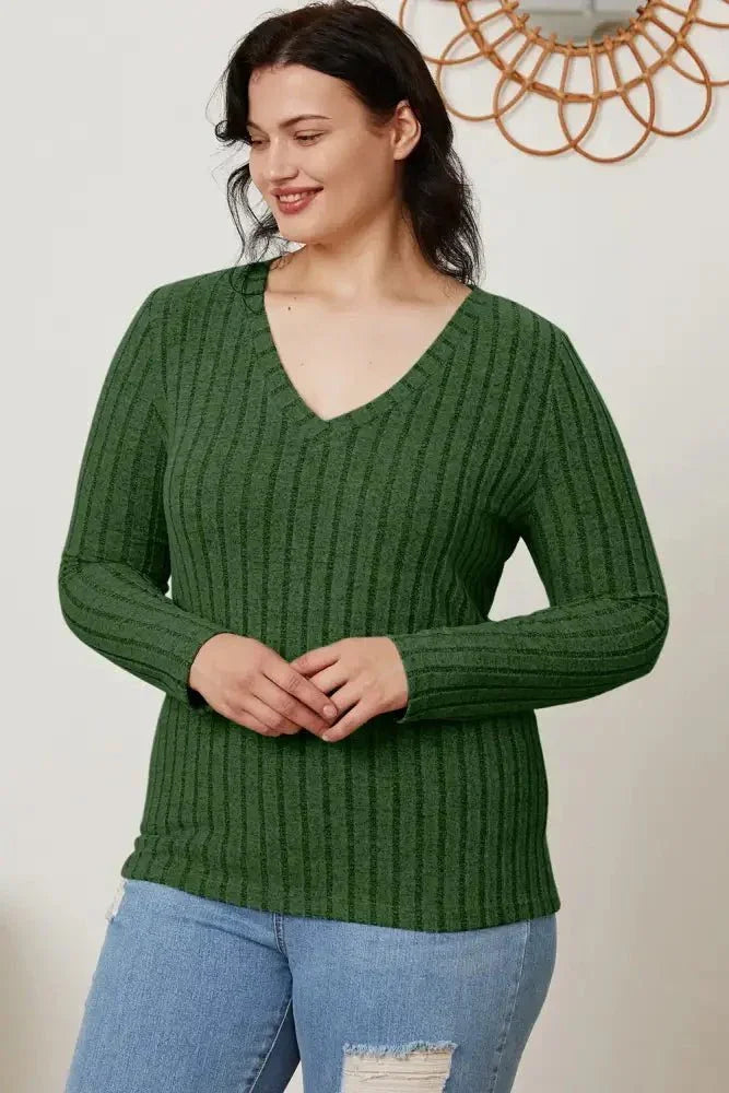 Basic Bae Full Size Ribbed V - Neck Long Sleeve T-Shirt - Update AvenueT-ShirtsTrendsi10010179218011610010179218011614319584 - 74a4 - 44f7 - 8e7d - ede486cdc77f - MaxGreen