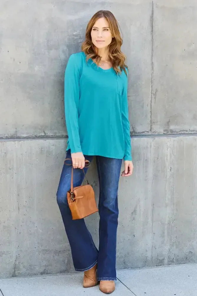 Basic Bae Full Size V - Neck Long Sleeve Top - Update AvenueT-ShirtsTrendsi100101667140950100101667140950e231e727 - f44c - 4412 - bbe3 - 8fd2de3cc61d - MaxCerulean