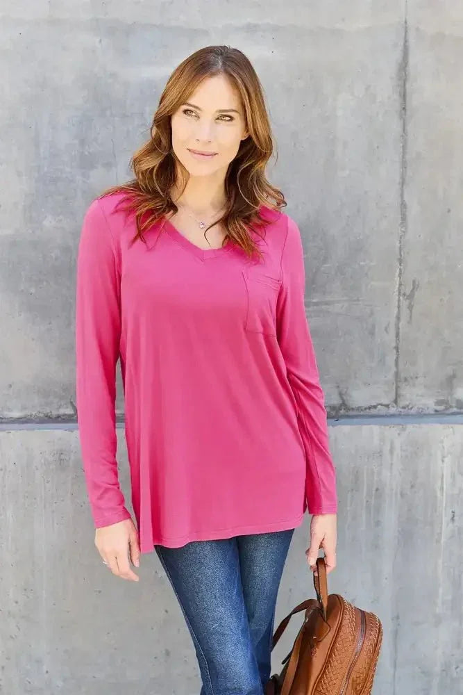 Basic Bae Full Size V - Neck Long Sleeve Top - Update AvenueT-ShirtsTrendsi100101667142020100101667142020c6c9277c - a040 - 4bea - 82d2 - a9bc15aec5a6 - MaxHot Pink