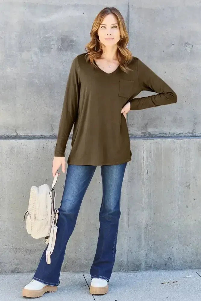 Basic Bae Full Size V - Neck Long Sleeve Top - Update AvenueT-ShirtsTrendsi100101667147733100101667147733ab6b6f19 - 72bd - 46d1 - 9aca - b90c267f5681 - MaxMocha
