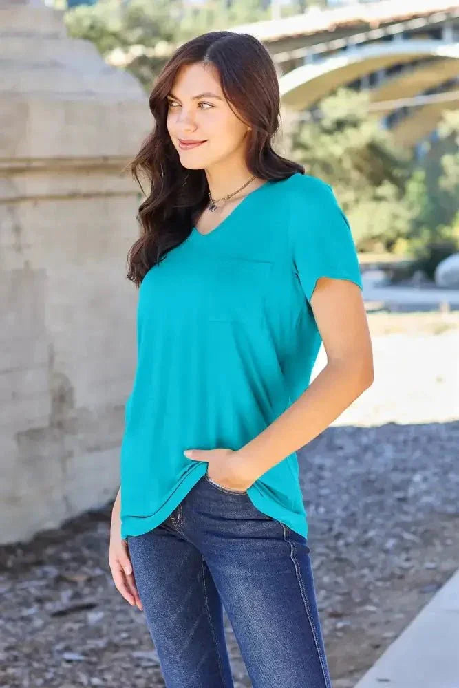 Basic Bae Full Size V - Neck Short Sleeve T-Shirt - Update AvenueT-ShirtsTrendsi100101005257611100101005257611616ed0f10cd142fca24c4b7e591d3924 - MaxSky Blue