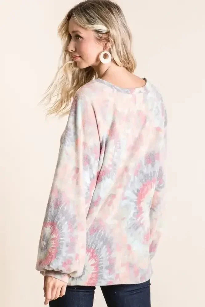 BiBi Brushed Tie Dye Print Top with Puff Sleeves - Update AvenueT-ShirtsTrendsi1001005728817551001005728817555c6a956fcddc4ac4a964b5893a34c8be - Max - OriginTIE DYE