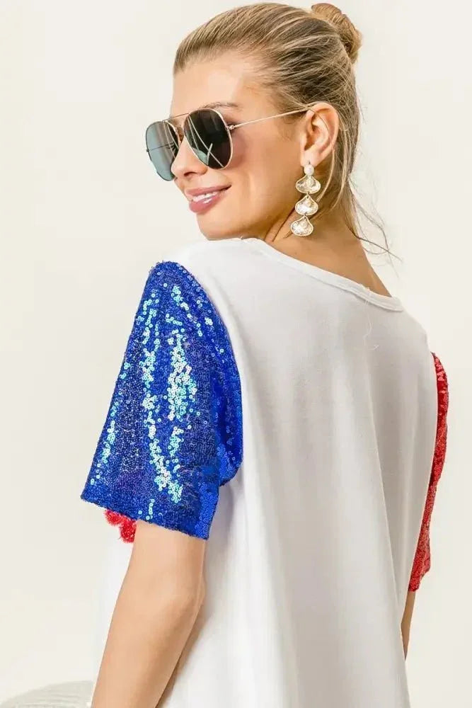 BiBi Metallic Letter V - neck Sequin Sleeves Top - Update AvenueT-ShirtsTrendsi100100014911289100100014911289a3e37b030fa7426d9a0f82026b566174 - Max - OriginOFF WHITE