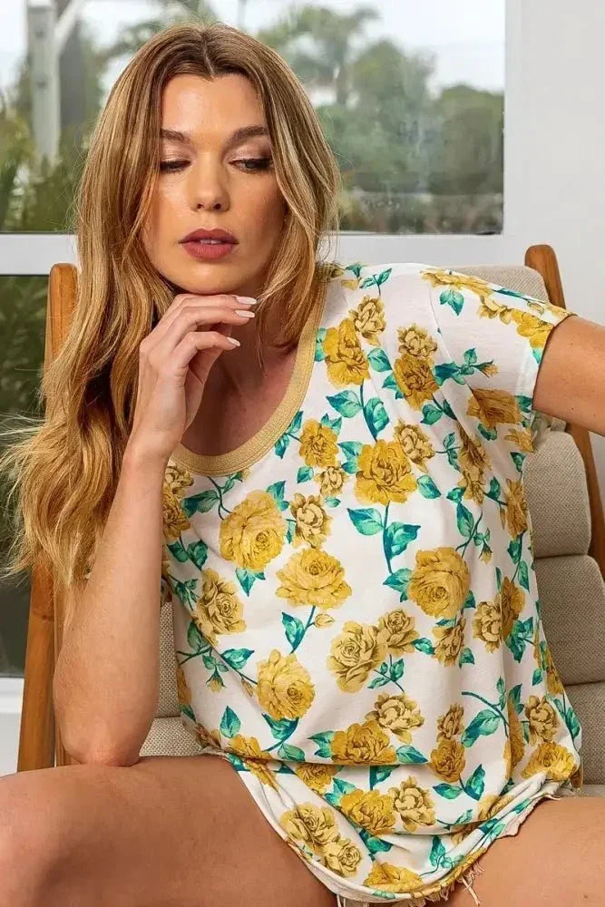 BiBi Rose Print Thermal Neck Binding Dolman Sleeves Top - Update AvenueT-ShirtsTrendsi10010058071165210010058071165261d210169222468b8ca2c28704b4bc96 - Max - OriginYELLOW