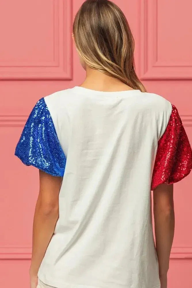 BiBi Sequin American Flag Bow Top - Update AvenueT-ShirtsTrendsi1001004620311641001004620311647cd30f0f19dc4de2bbc75f0866193995 - Max - OriginOFF WHITE