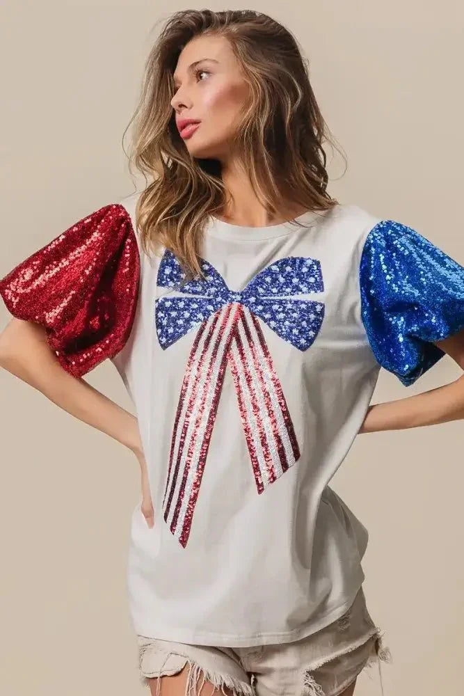 BiBi Sequin American Flag Bow Top - Update AvenueT-ShirtsTrendsi100100462031164100100462031164870708983ac14dd8a07c9ac5ffa88e1b - Max - OriginOFF WHITE