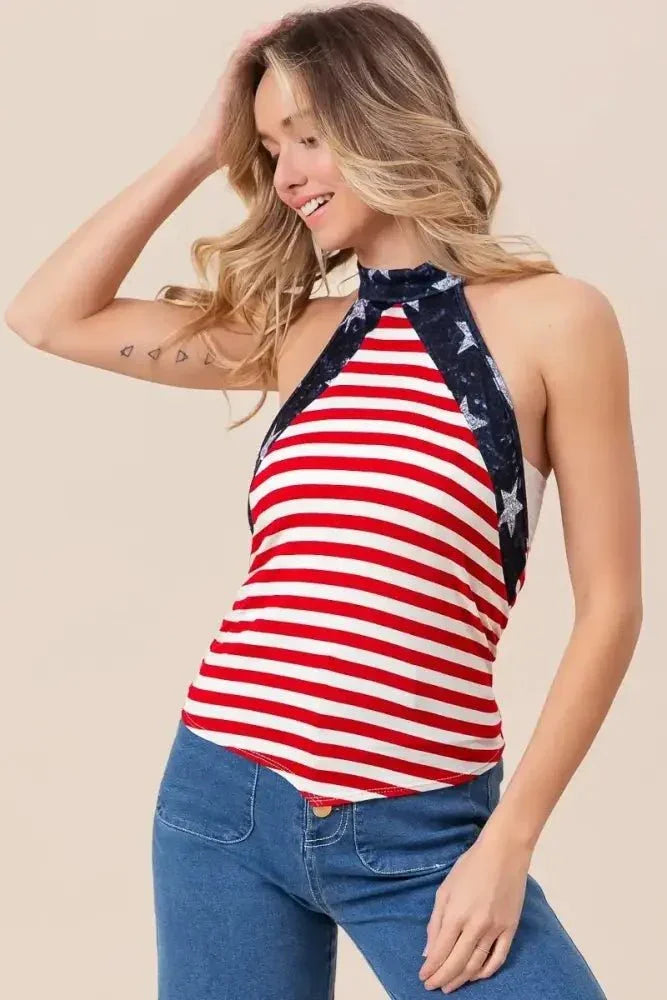 BiBi Stripe Jersey with Star Halter Neck with Tie Back - Update AvenueTrendsi10010080971101510010080971101598707352a8444a6fa85cf5de6f147817 - Max - OriginRED/IVORY