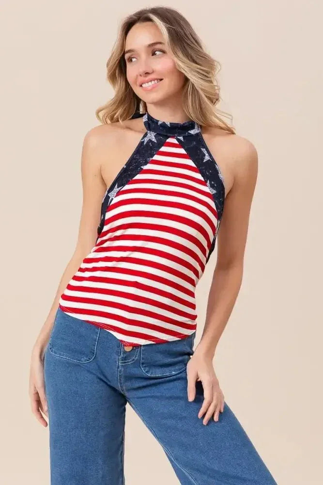 BiBi Stripe Jersey with Star Halter Neck with Tie Back - Update AvenueTrendsi100100809711015100100809711015a500da91f3c04f428571badd86432ad0 - Max - OriginRED/IVORY