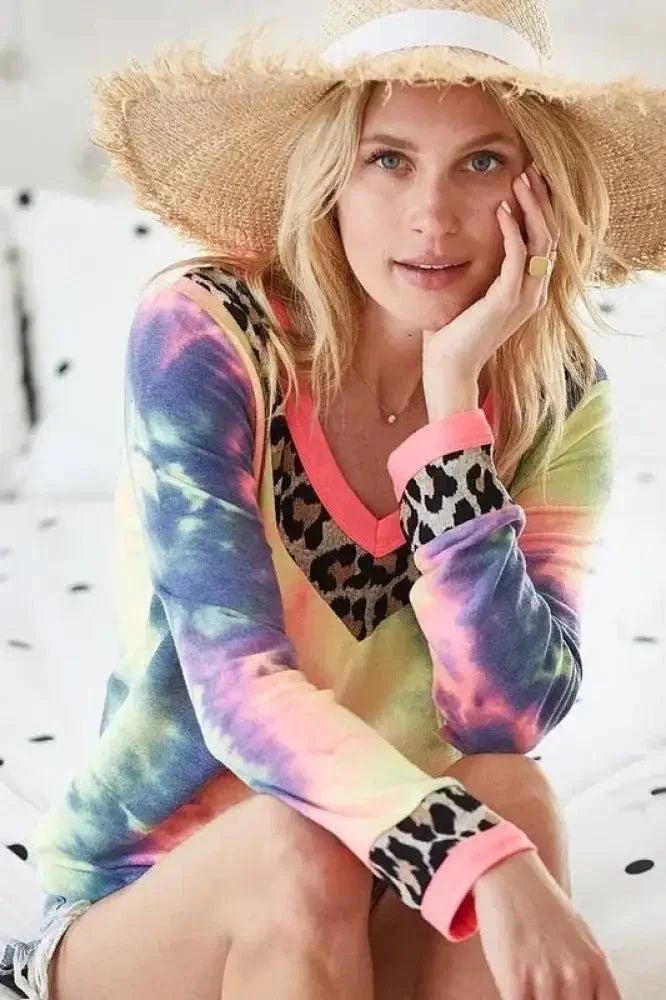 BiBi Tie Dye Terry V - Neck Top - Update AvenueT-ShirtsTrendsi100100740971077100100740971077025747fabafb459dbd5608f7135383df - Max - OriginCHARCOAL TIE DYE