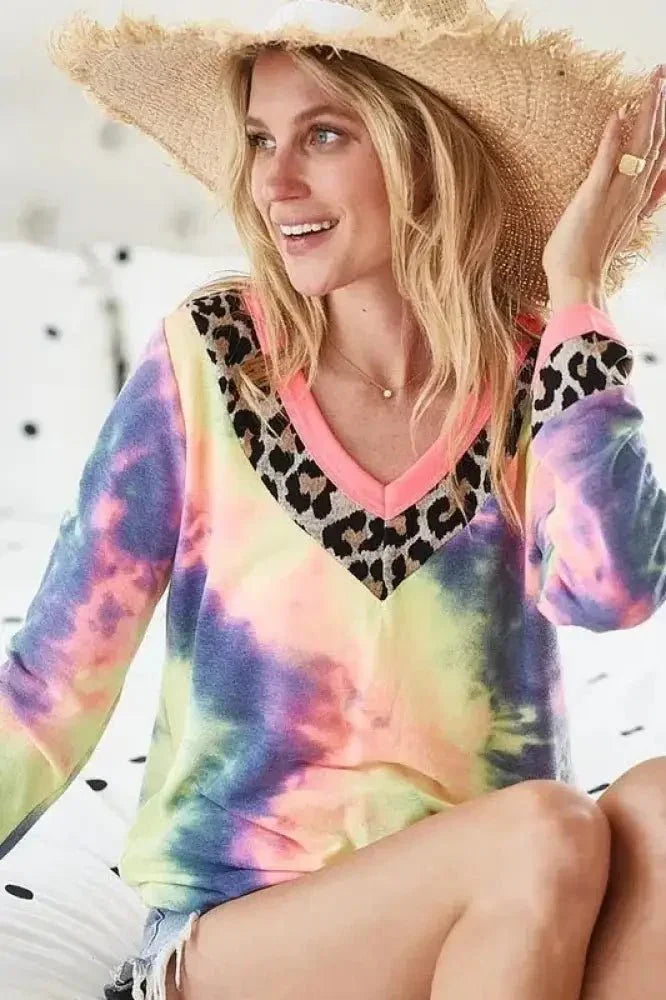 BiBi Tie Dye Terry V - Neck Top - Update AvenueT-ShirtsTrendsi100100740971077100100740971077a404cda6e84d42599565d7368877bd5d - Max - OriginCHARCOAL TIE DYE