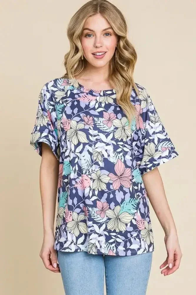 BOMBOM Floral Round Neck Short Sleeve T-Shirt - Update AvenueT-ShirtsTrendsi100100820551591100100820551591e84c41950928442dba12e051dbf9c02f - Max - OriginAS SHOWN
