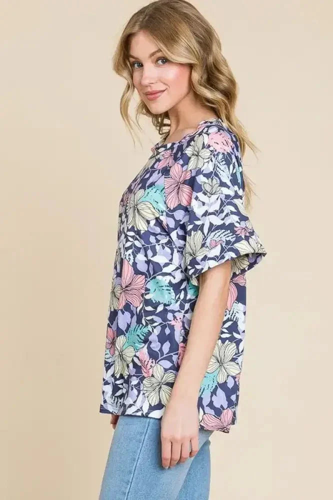 BOMBOM Floral Round Neck Short Sleeve T-Shirt - Update AvenueT-ShirtsTrendsi1001008205515911001008205515918dd85b99ca134455815a270ee58a7f76 - Max - OriginAS SHOWN