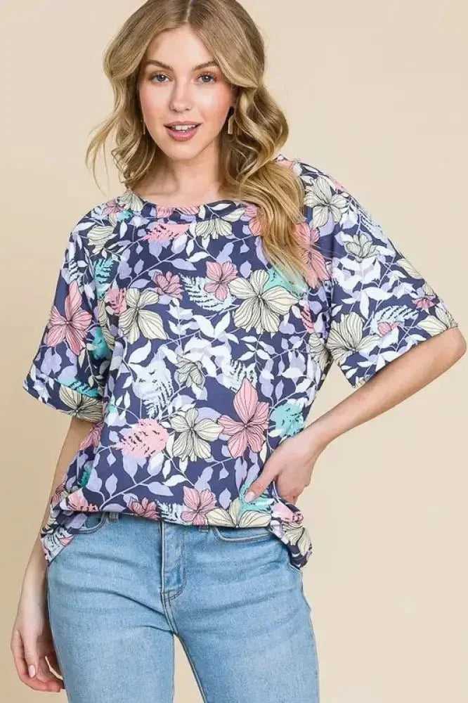BOMBOM Floral Round Neck Short Sleeve T-Shirt - Update AvenueT-ShirtsTrendsi10010082055159110010082055159117beaad194df4044977c5a7cf0d95e31 - Max - OriginAS SHOWN