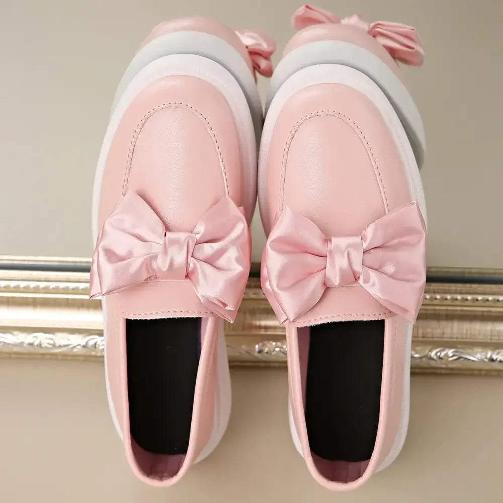 Bow Detail Platform Loafers