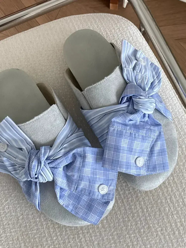 Bow-Knot Plaid Comfort Slip-Ons