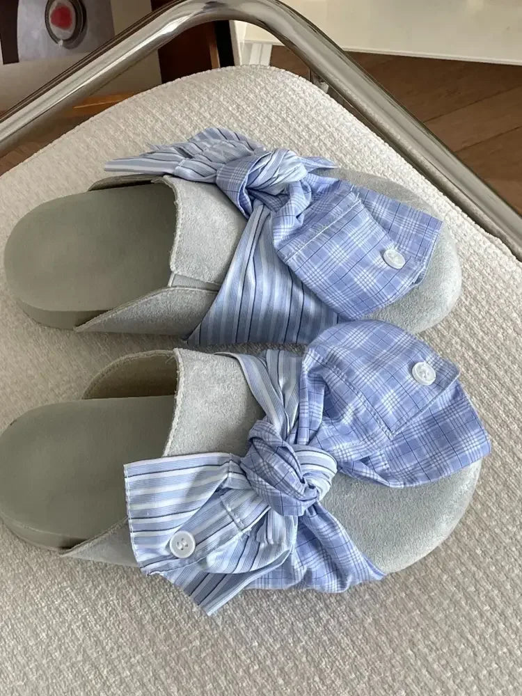 Bow-Knot Plaid Comfort Slip-Ons