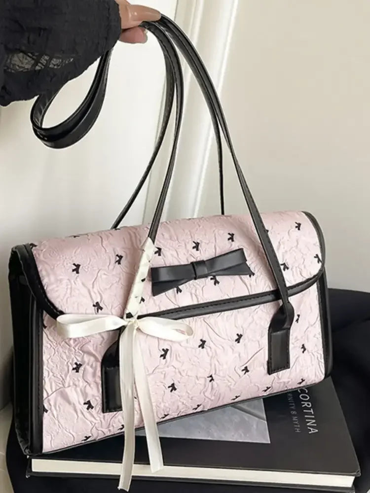 Bow PU Leather Shoulder Bag