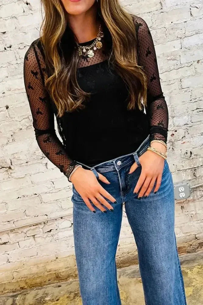 Bow Round Neck Sheer Top - Update AvenueTrendsi10010079276136110010079276136198672c11 - 8b1d - 4f0b - a779 - 9e6e819a51d0 - MaxBlack