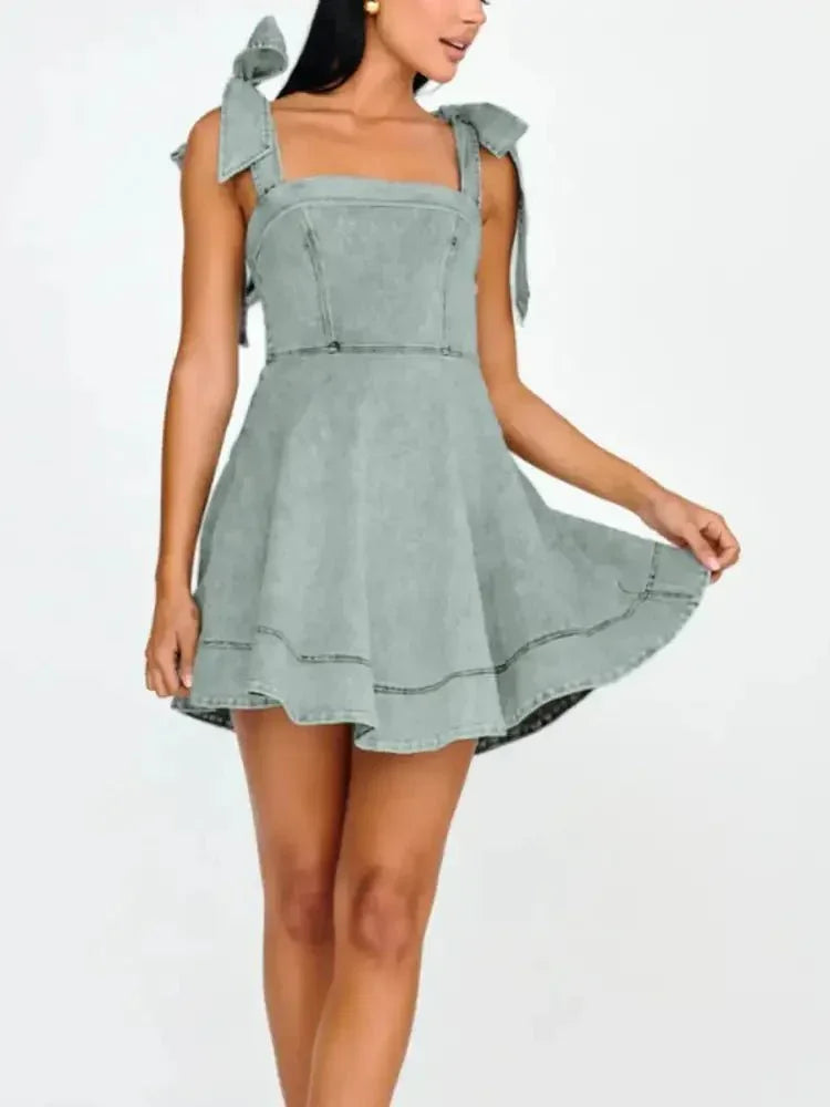 Bow - Shoulder Square Neck Denim Mini Dress - Update AvenueDenim Dresses & SkirtsTrendsi100100625624466100100625624466cad8d72aac71487b9525becb026fb715 - Max - OriginLight Blue